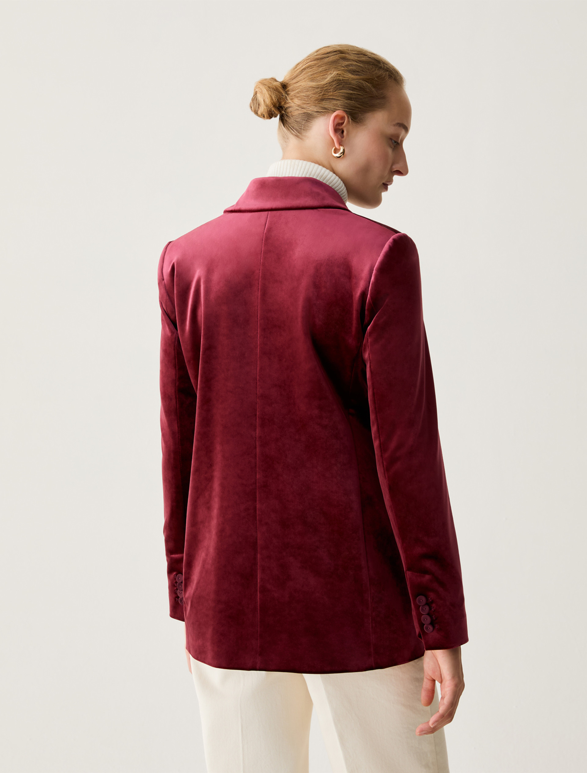 Velvet jersey and satin blazer - BORDEAUX - Pennyblack - 3