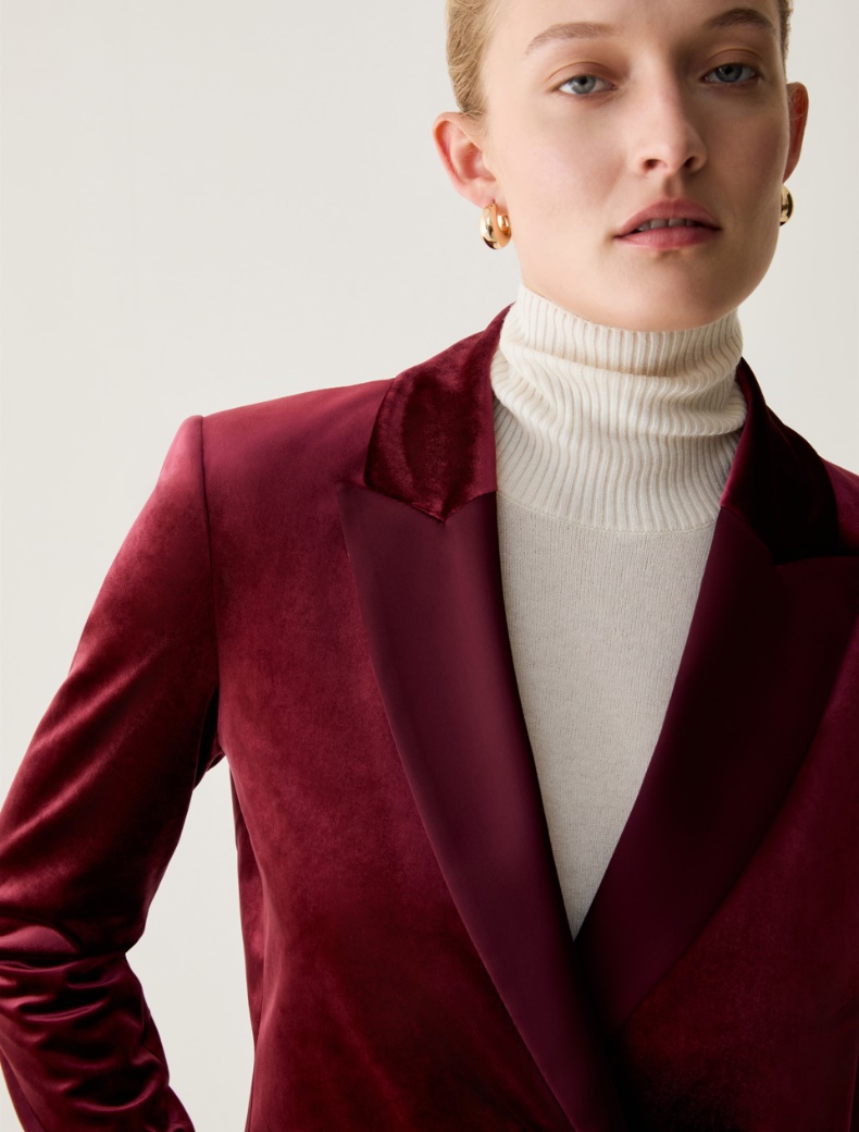 Velvet jersey and satin blazer - Pennyblack - 4