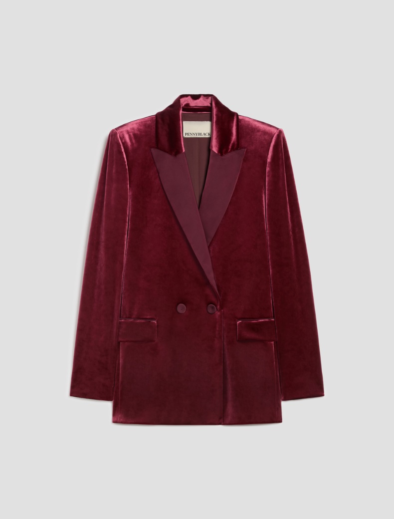 Velvet jersey and satin blazer - Pennyblack - 7