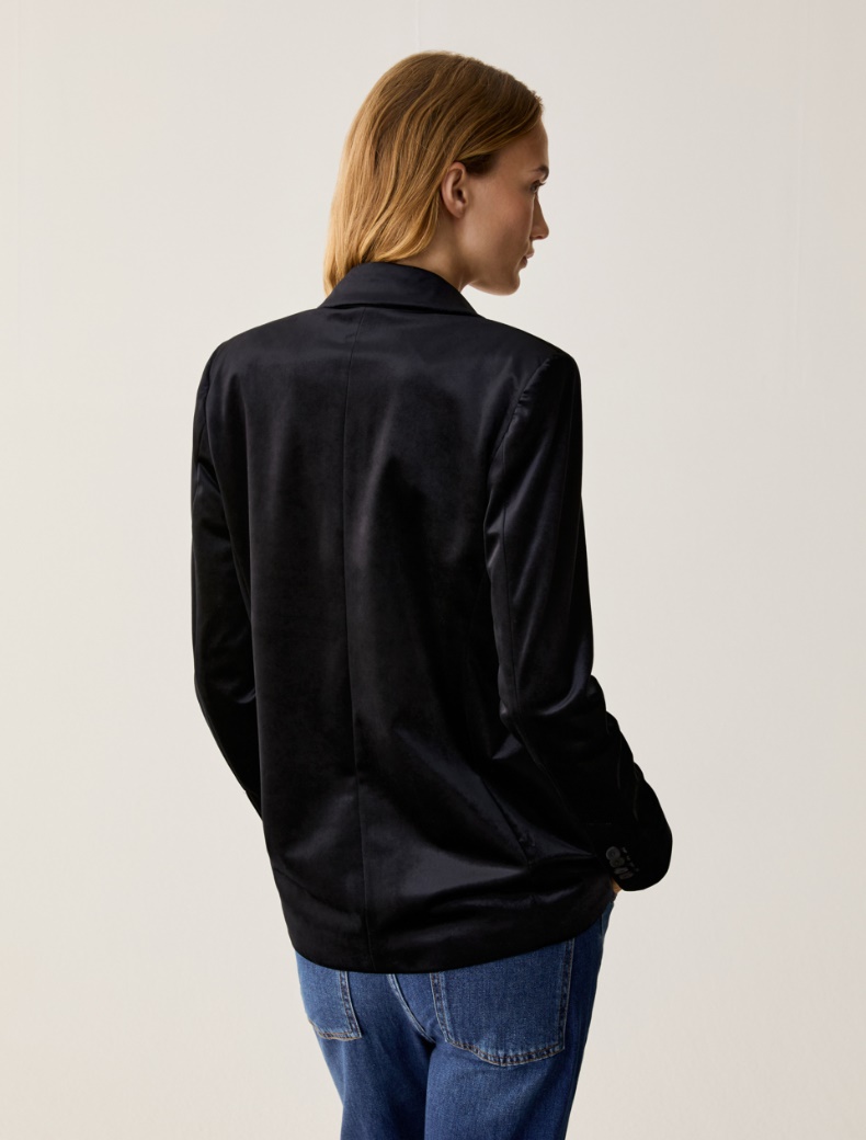 Velvet jersey and satin blazer - Pennyblack - 3
