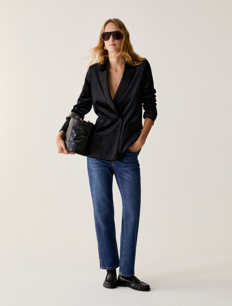 Velvet jersey and satin blazer - Pennyblack - 5