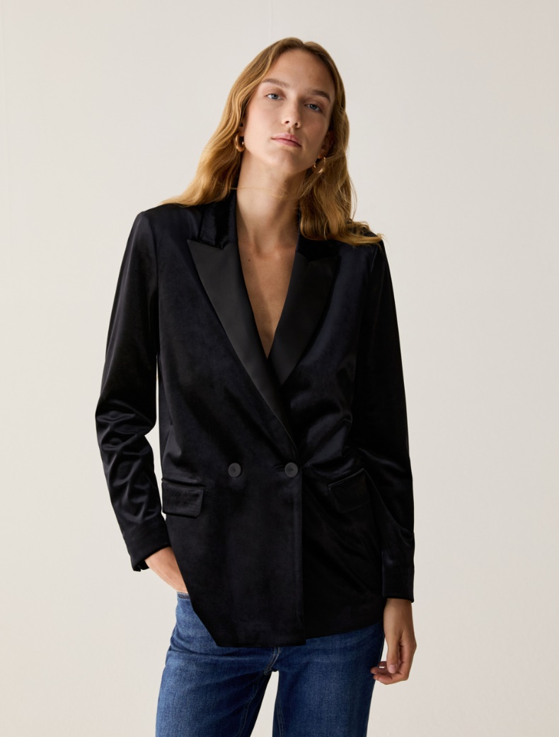 Velvet jersey and satin blazer - Pennyblack - 6