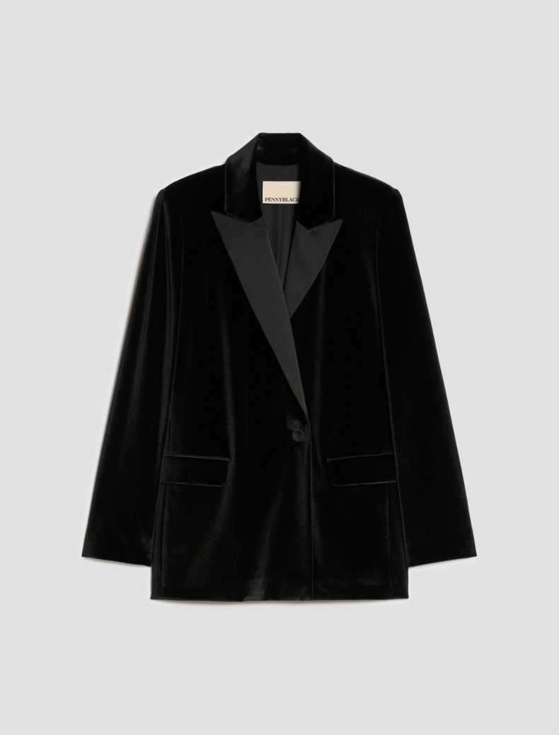 Velvet jersey and satin blazer - Pennyblack - 2