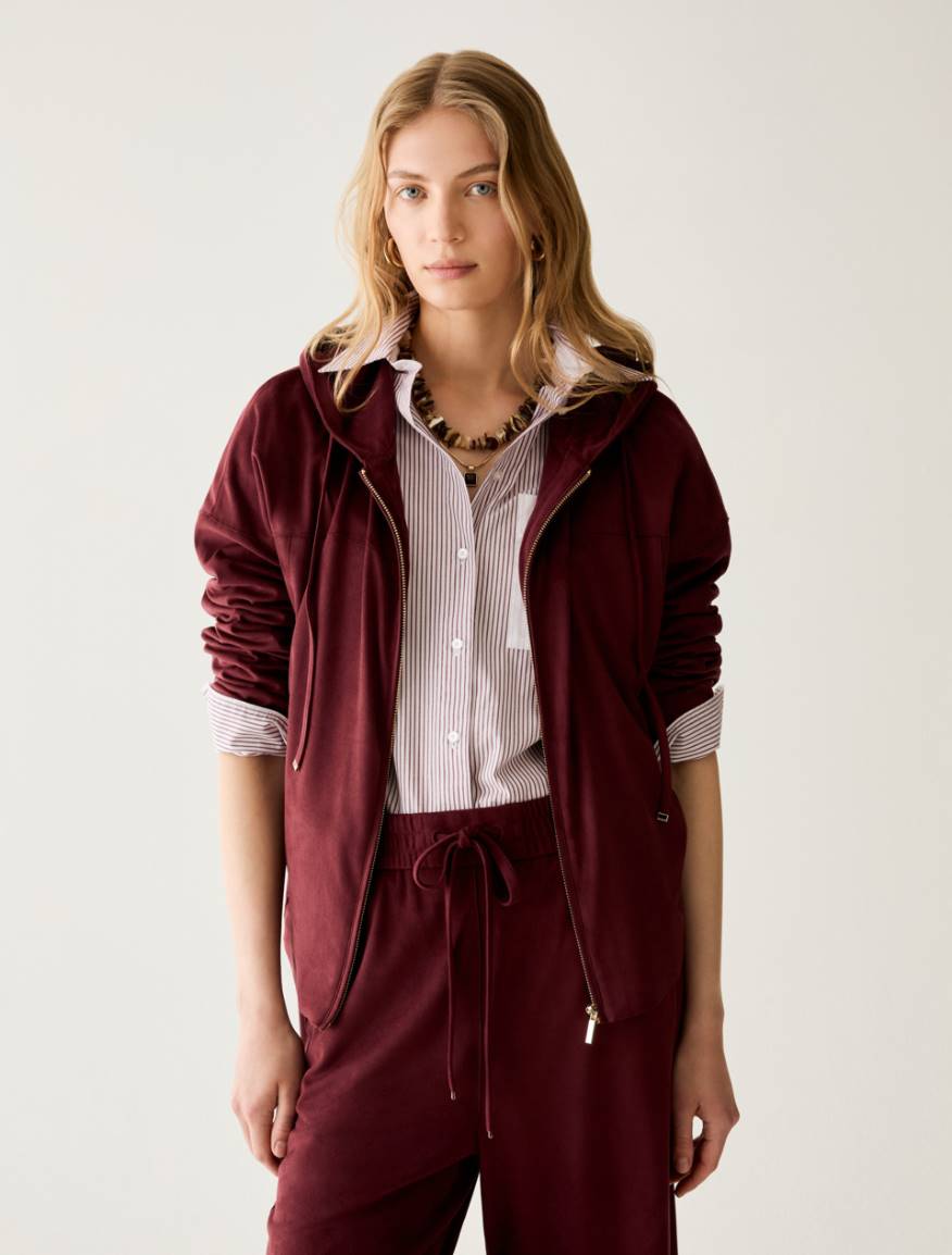 Hooded jersey jacket - BORDEAUX - Pennyblack