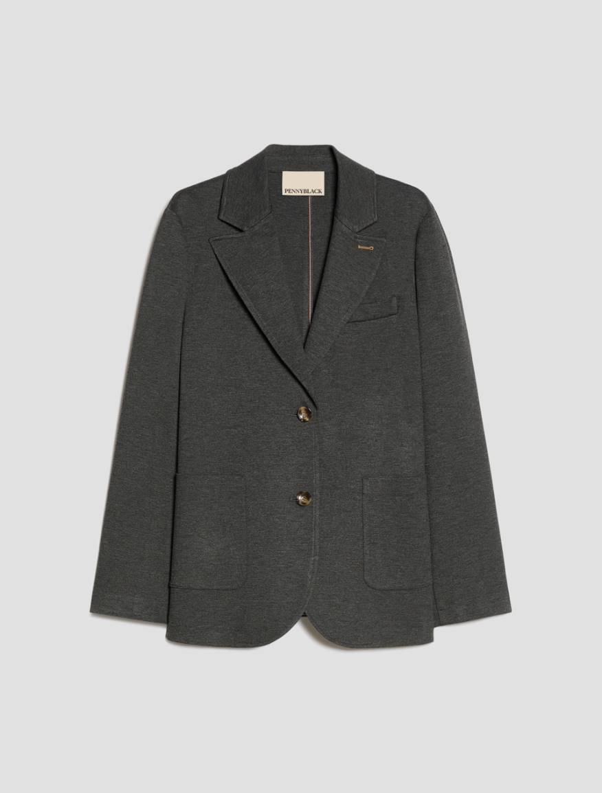 Milan stitch jersey blazer - MELANGE GREY - Pennyblack - 2