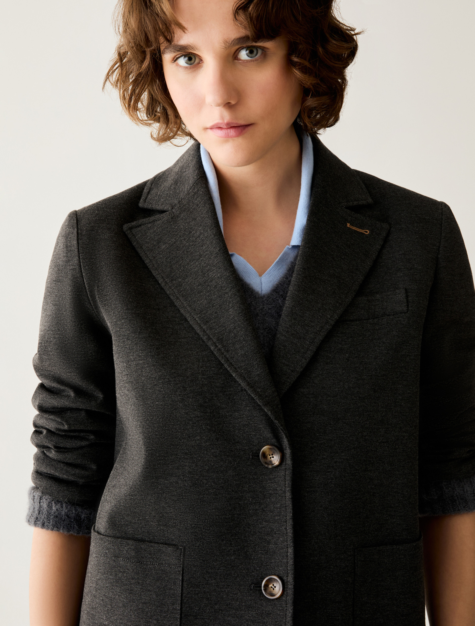 Milan stitch jersey blazer - MELANGE GREY - Pennyblack - 4