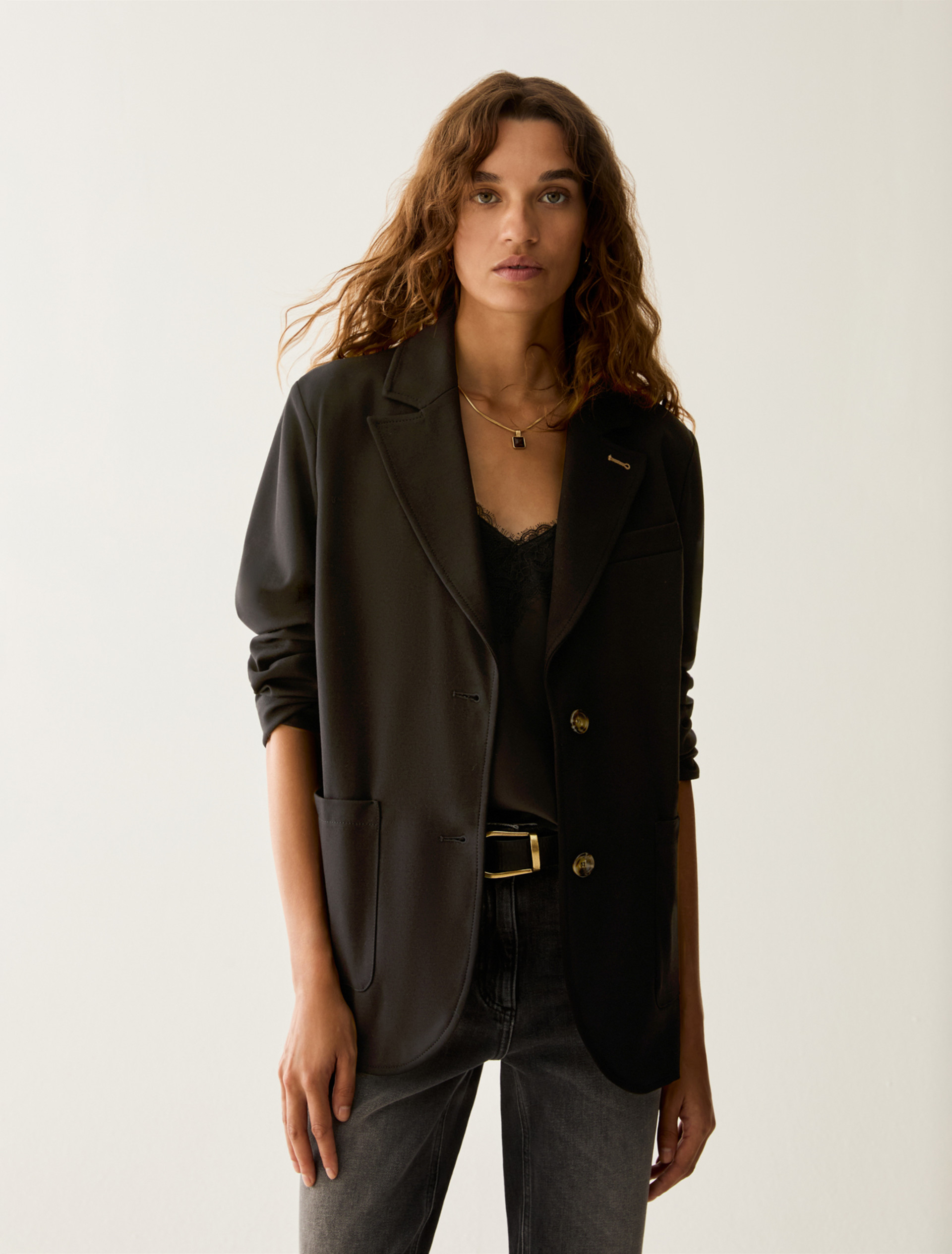 Milan stitch jersey blazer - BLACK - Pennyblack - 1
