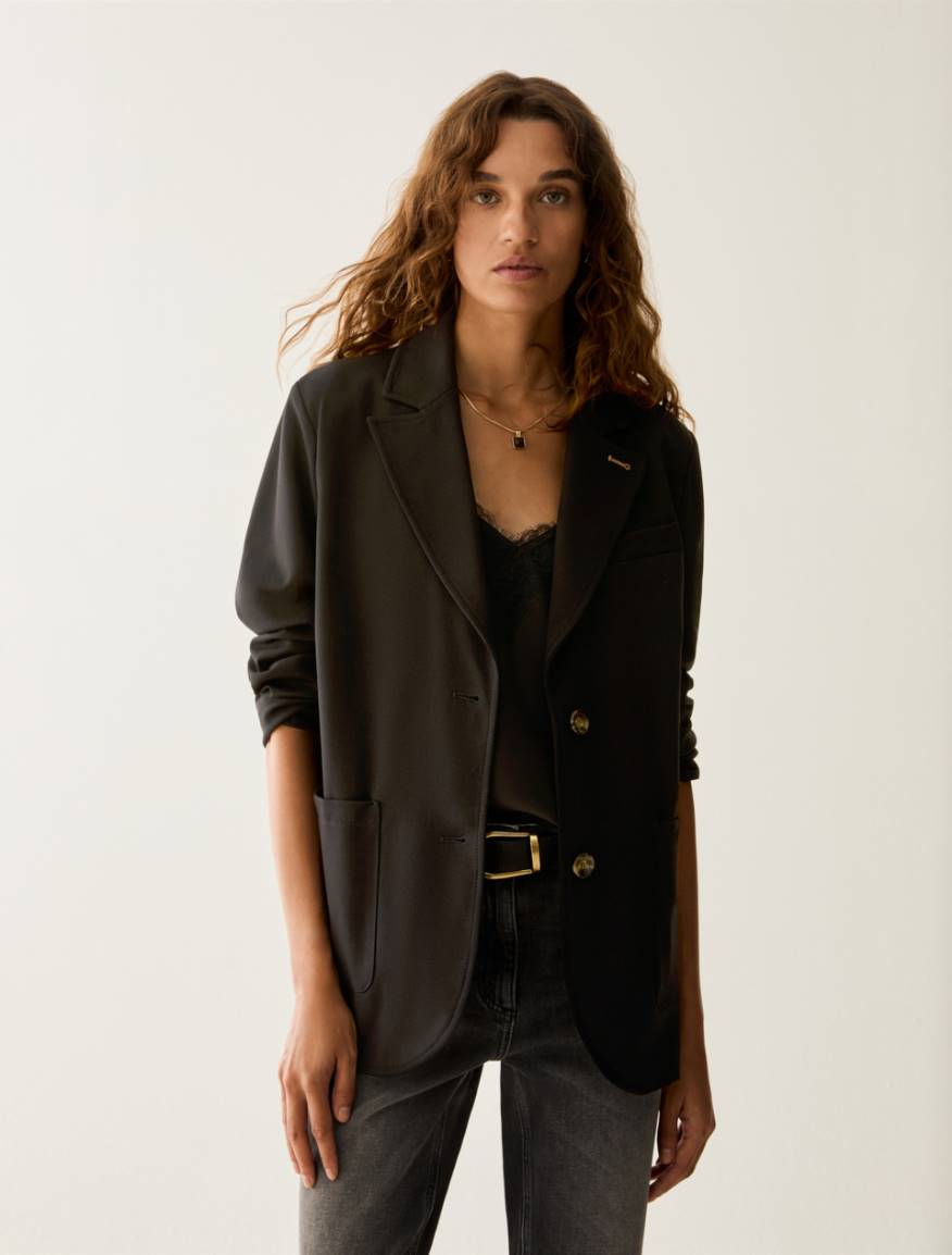 Milan stitch jersey blazer - BLACK - Pennyblack