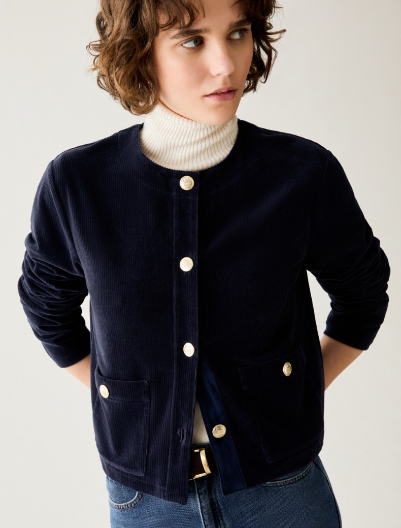 Boxy corduroy-effect jersey jacket - Pennyblack - 4
