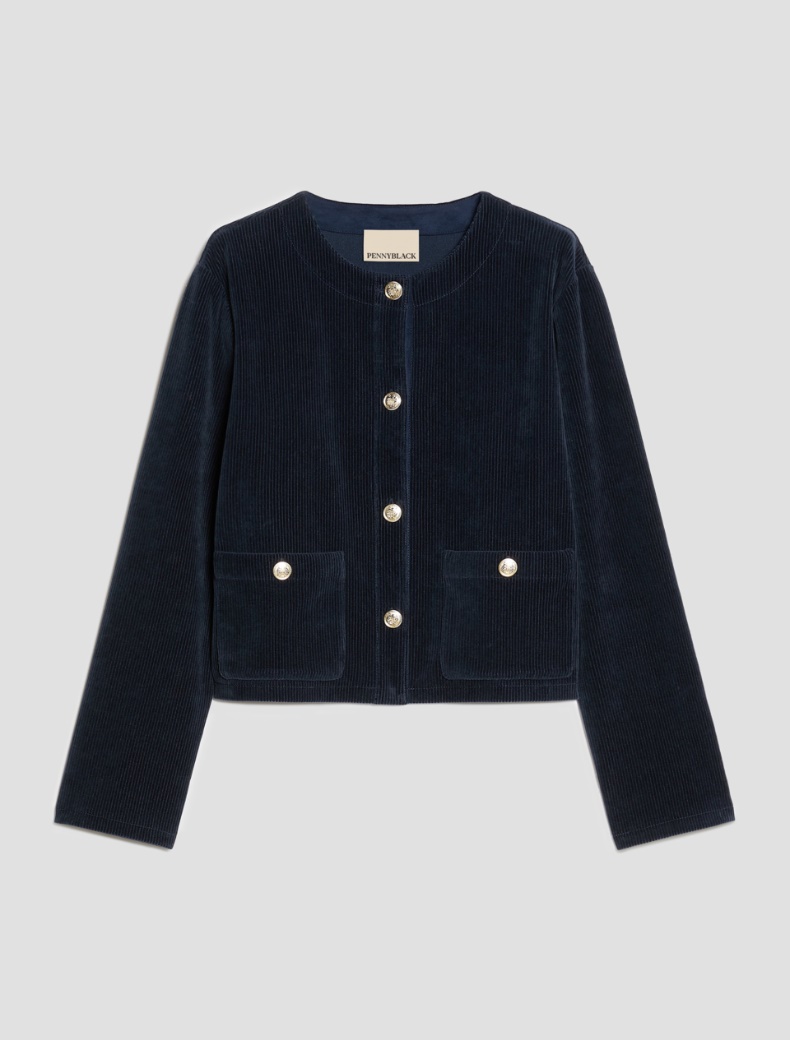 Boxy corduroy-effect jersey jacket - Pennyblack - 7