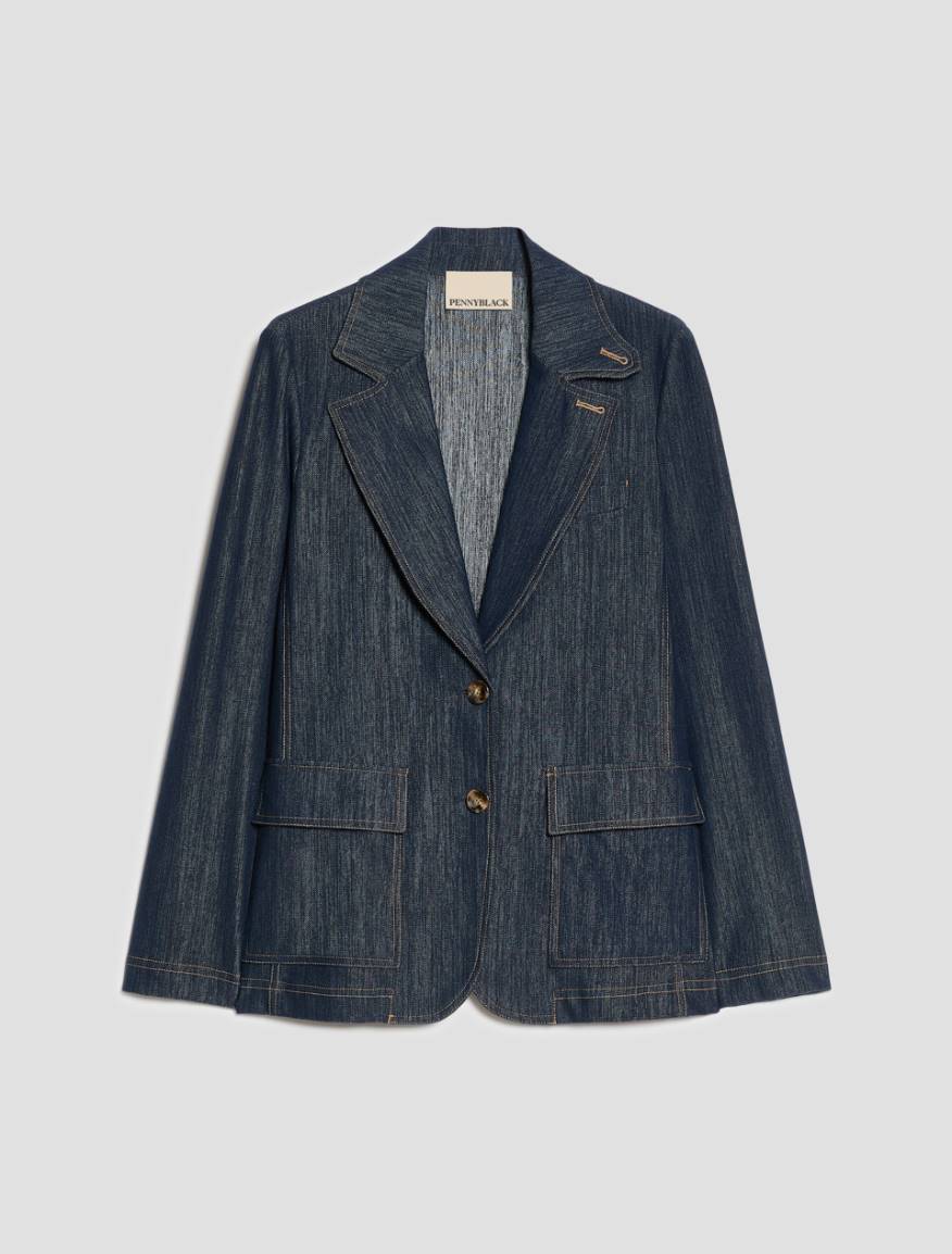 Denim-effect jersey blazer - MIDNIGHTBLUE - Pennyblack - 2
