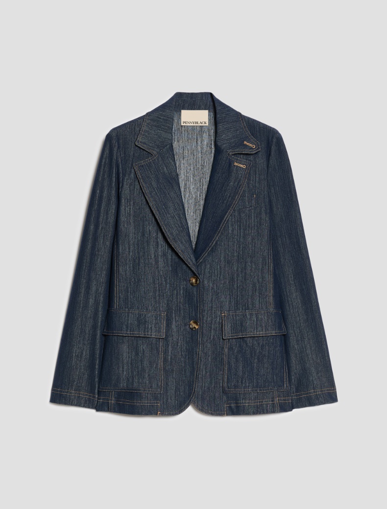 Denim-effect jersey blazer - Pennyblack - 2