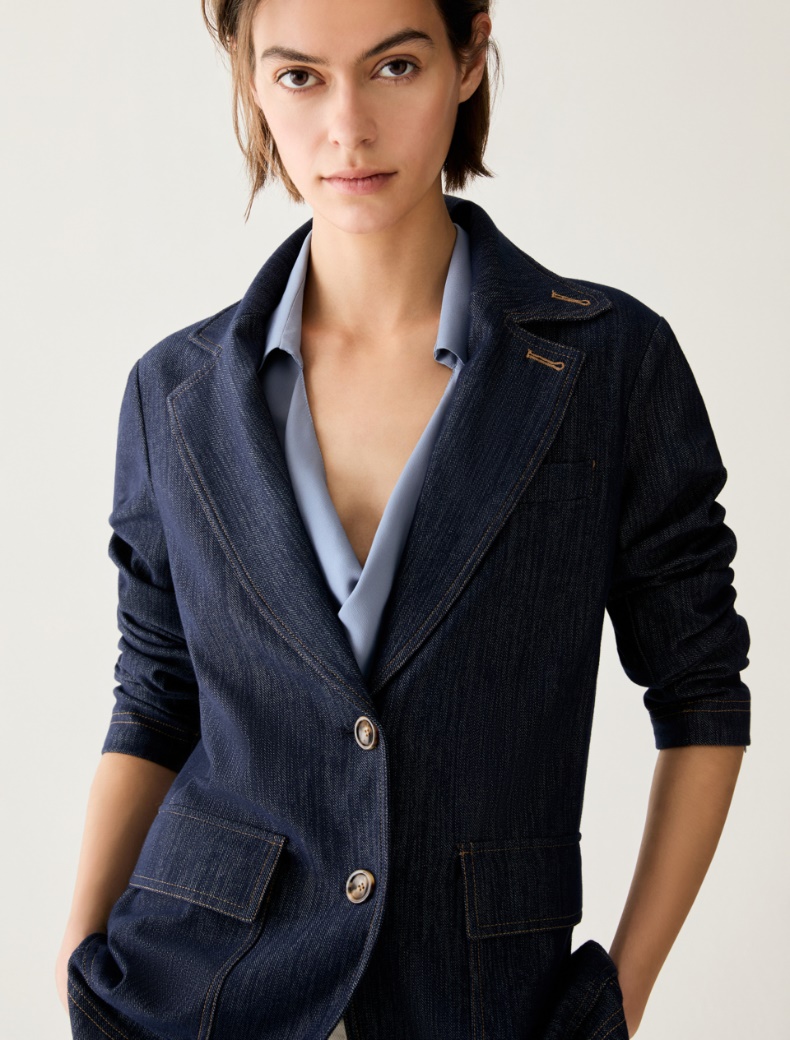 Denim-effect jersey blazer - Pennyblack - 4