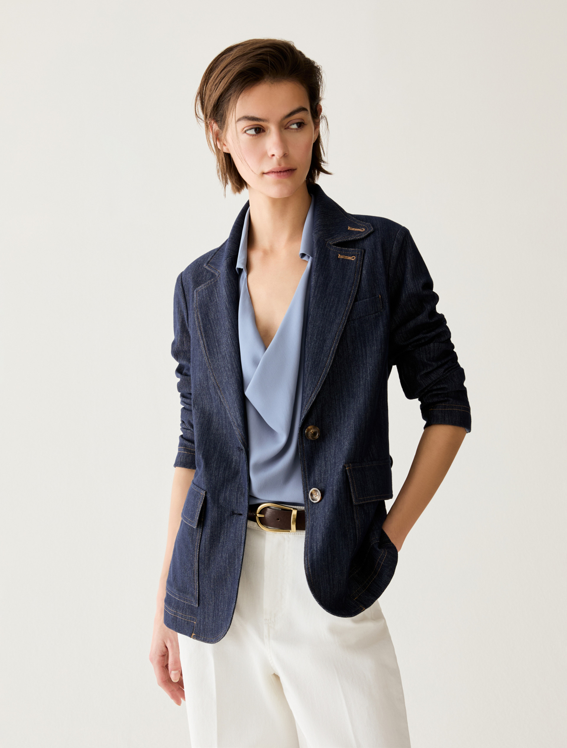 Denim-effect jersey blazer - MIDNIGHTBLUE - Pennyblack - 1