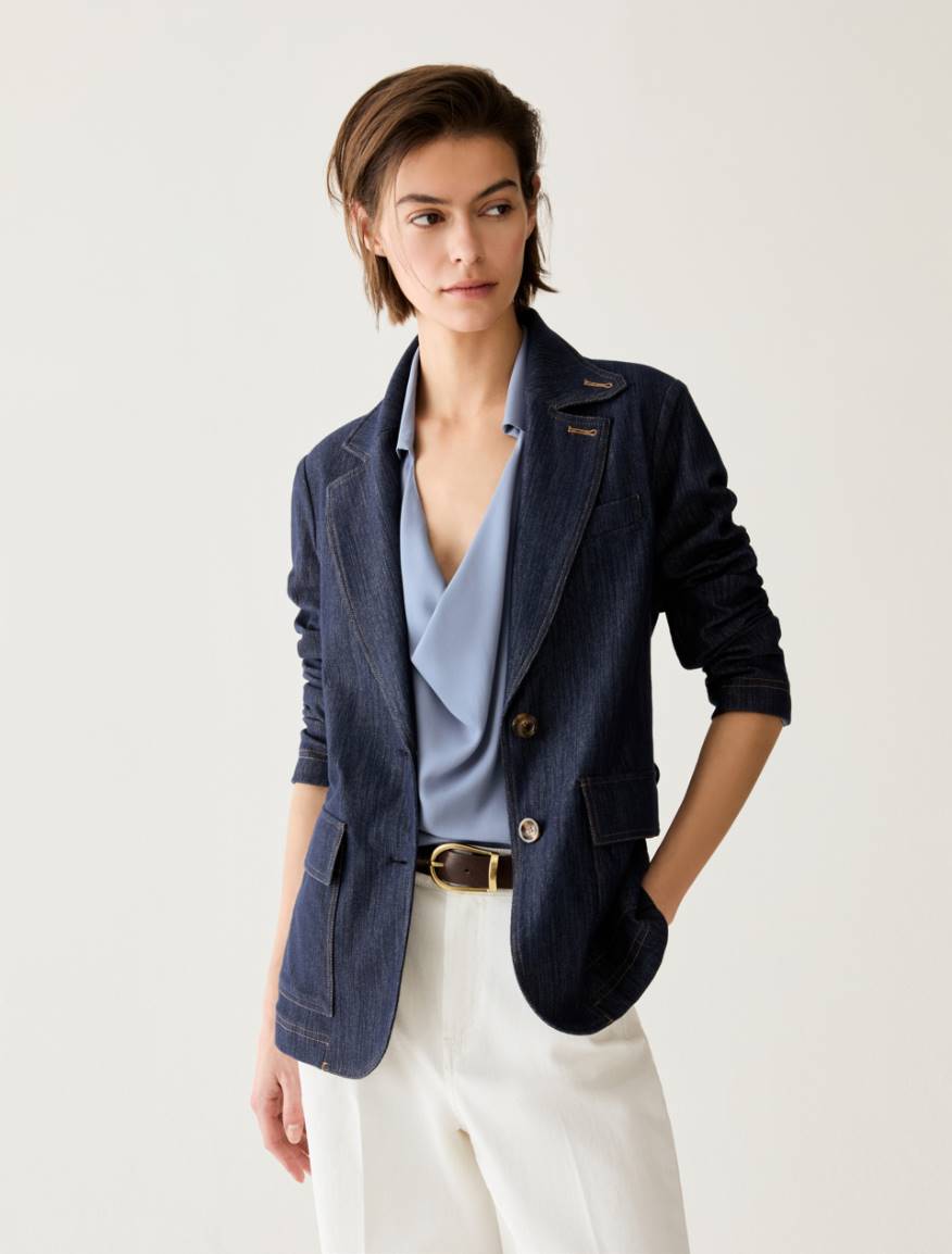 Denim-effect jersey blazer - MIDNIGHTBLUE - Pennyblack