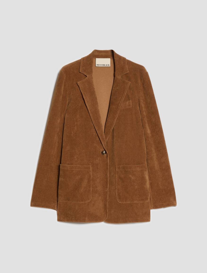 Velvet jersey blazer - CAMEL - Pennyblack - 2
