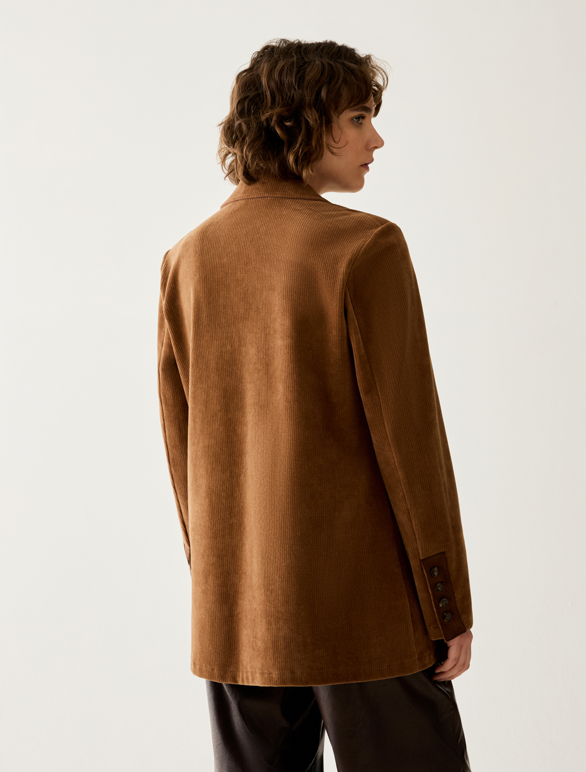 Velvet jersey blazer - CAMEL - Pennyblack - 3