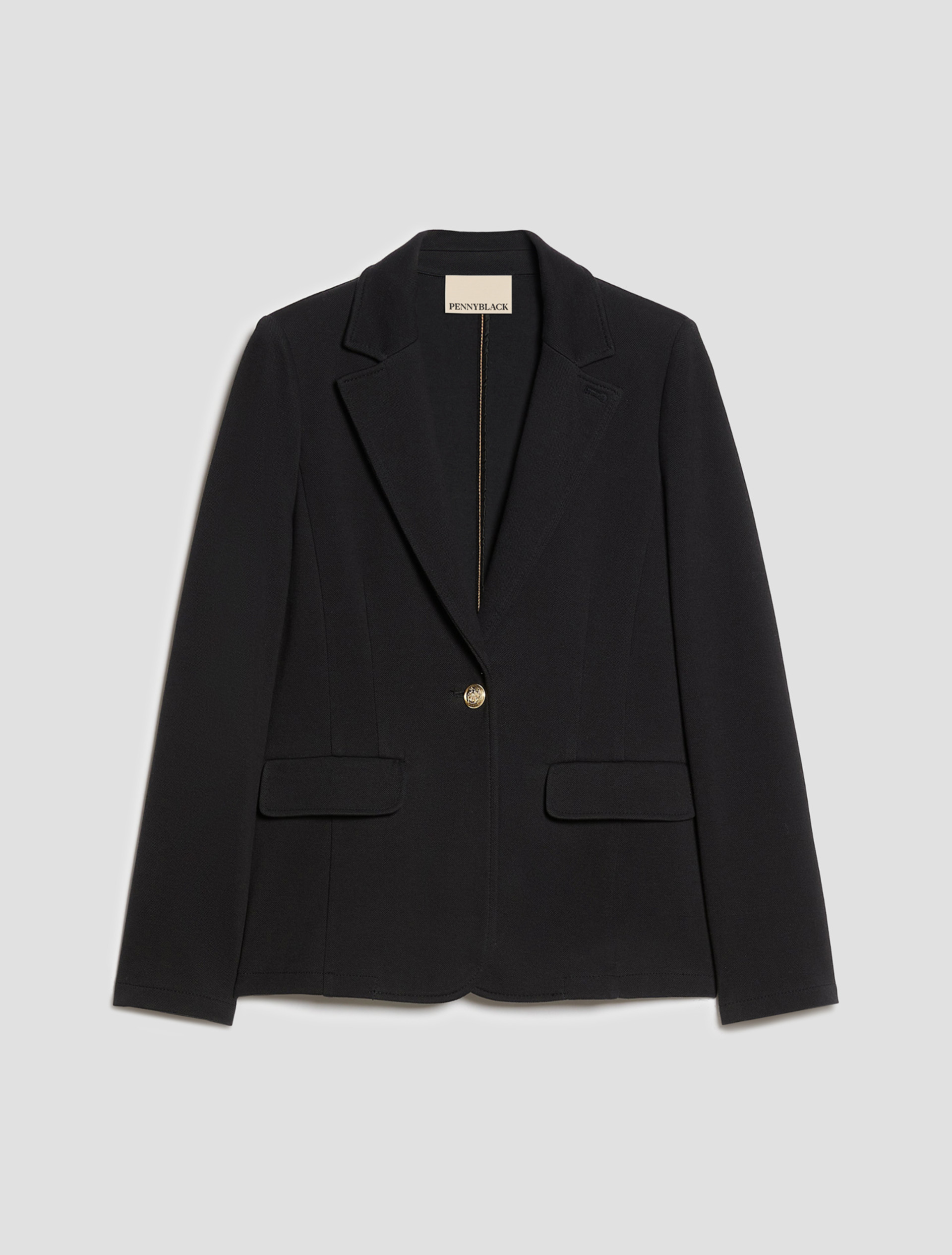 Slim-fit piqué jersey blazer - BLACK - Pennyblack - 2