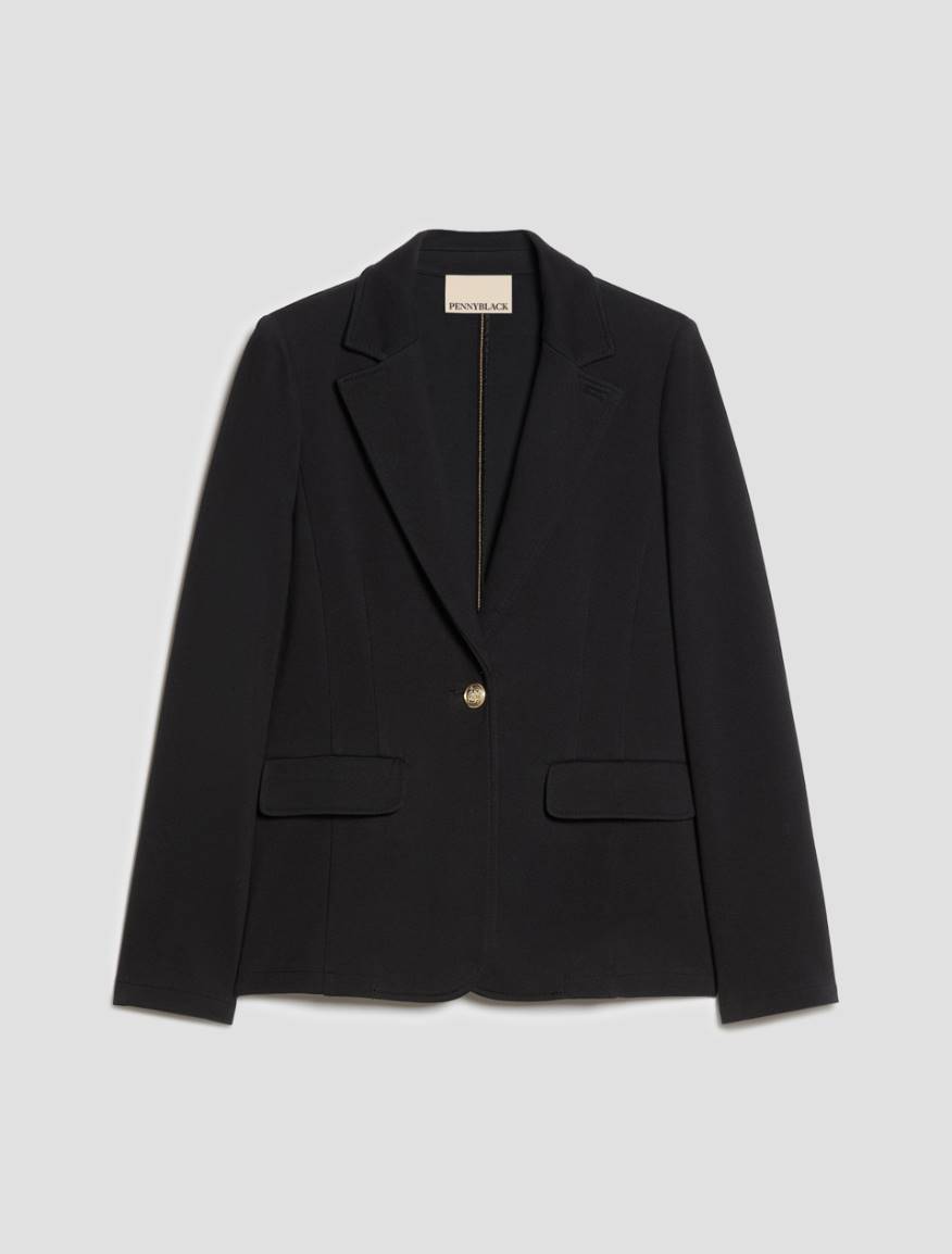 Slim-fit piqué jersey blazer - BLACK - Pennyblack - 2