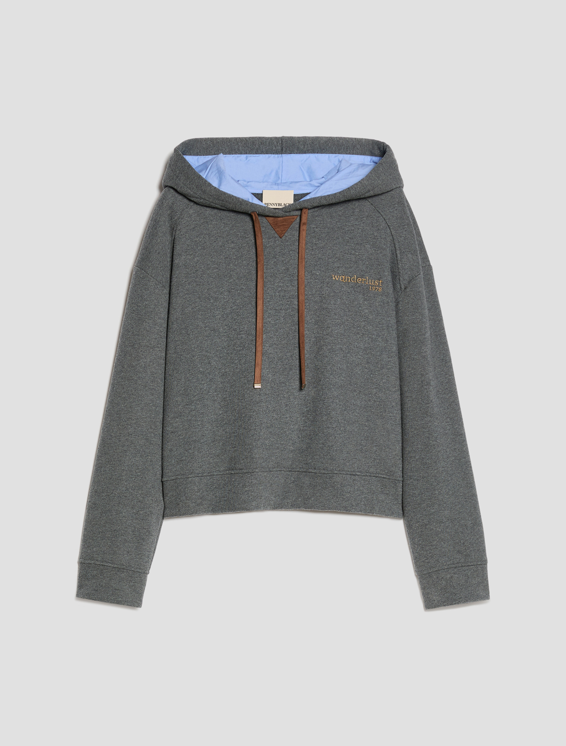 Embroidered hooded sweatshirt - MELANGE GREY - Pennyblack - 2
