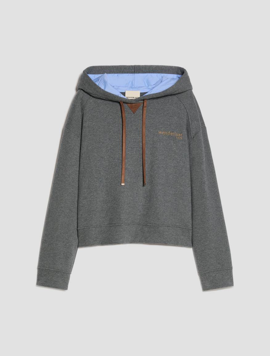 Embroidered hooded sweatshirt - MELANGE GREY - Pennyblack - 2