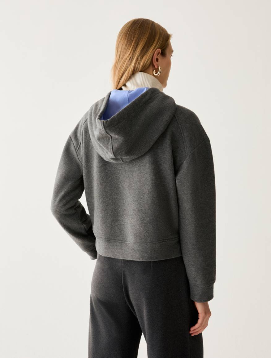 Embroidered hooded sweatshirt - MELANGE GREY - Pennyblack - 3