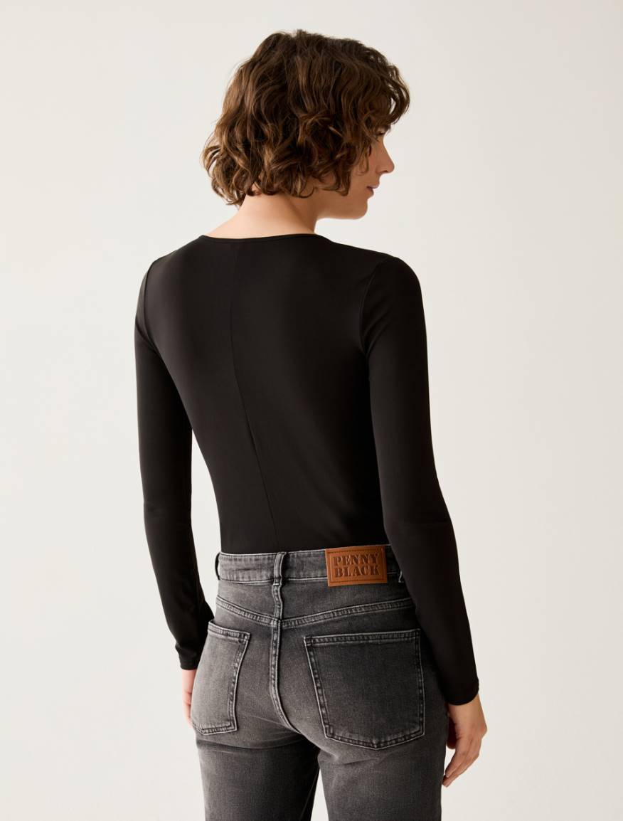 Crêpe jersey bodysuit - BLACK - Pennyblack - 3