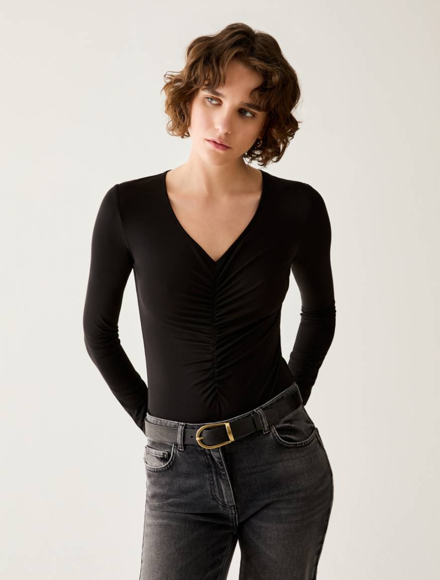 Crêpe jersey bodysuit - BLACK - Pennyblack