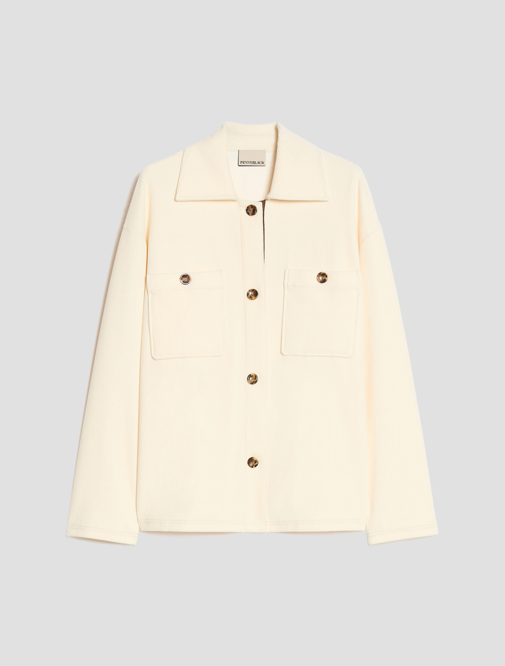 Corduroy-jersey shirt jacket - CREAM - Pennyblack - 2