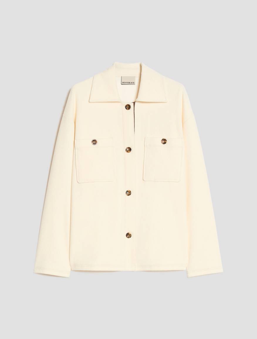 Corduroy-jersey shirt jacket - CREAM - Pennyblack - 2