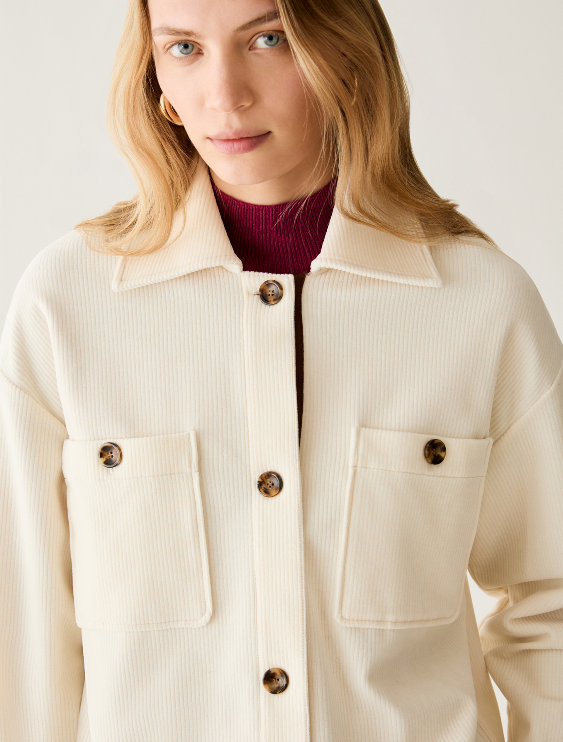 Corduroy-jersey shirt jacket - CREAM - Pennyblack - 4