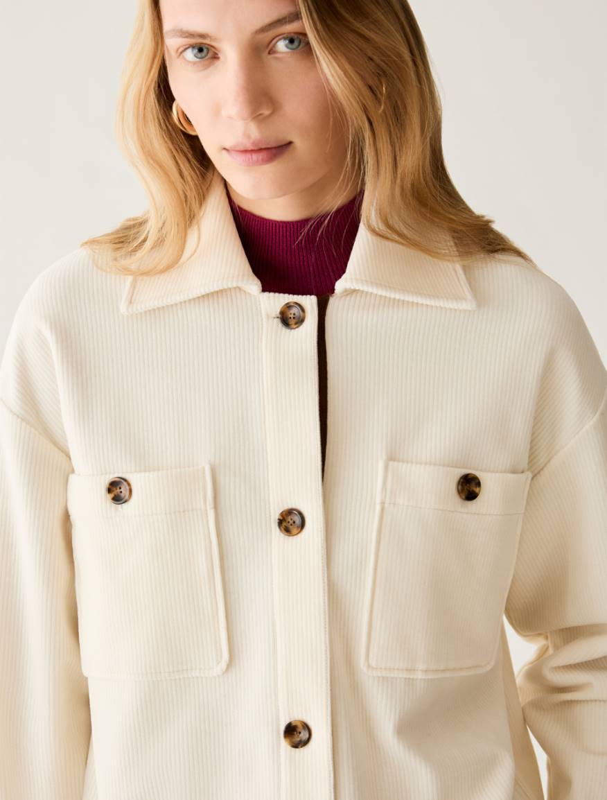 Corduroy-jersey shirt jacket - CREAM - Pennyblack - 4
