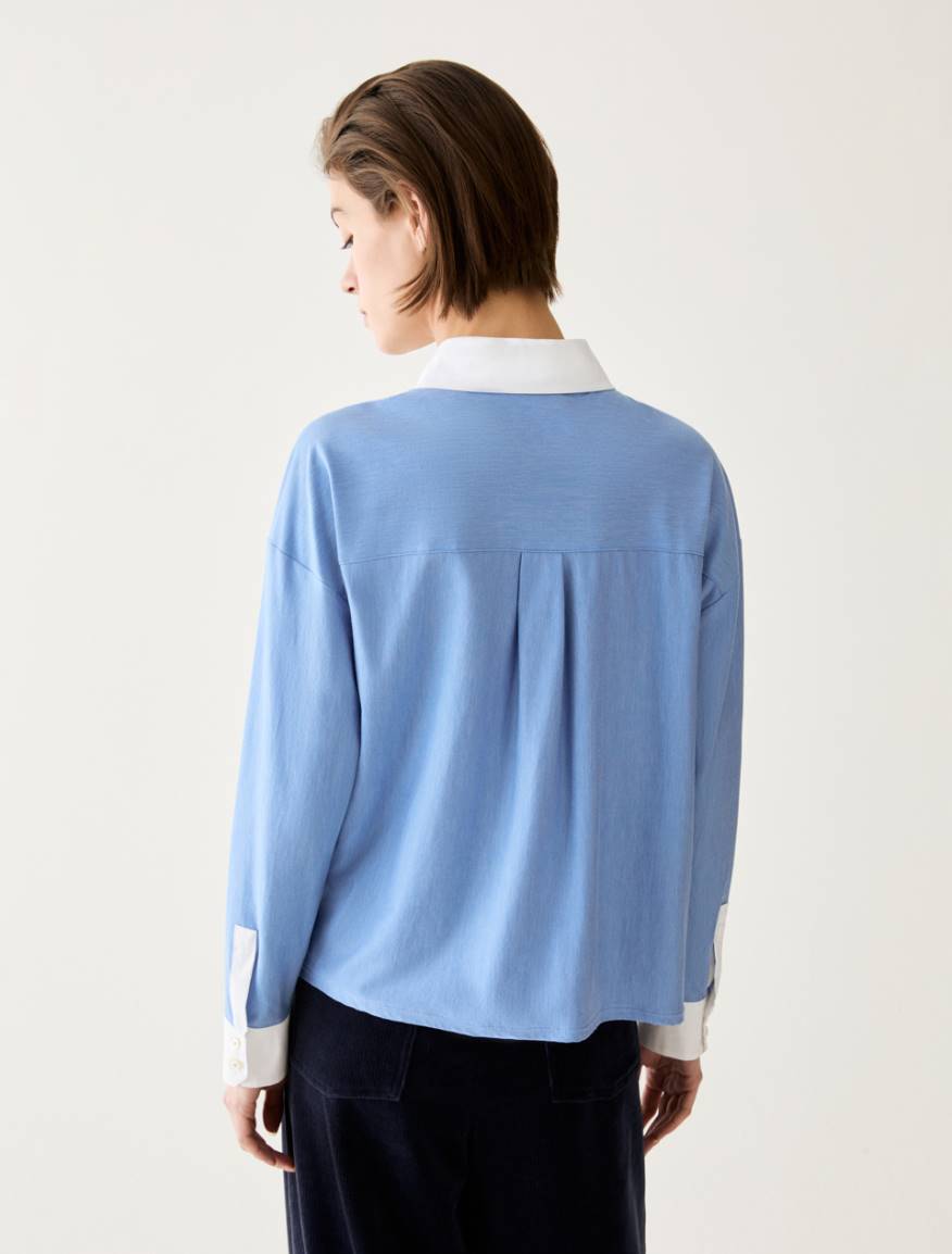 Cotton jersey shirt - LIGHT BLUE - Pennyblack - 3