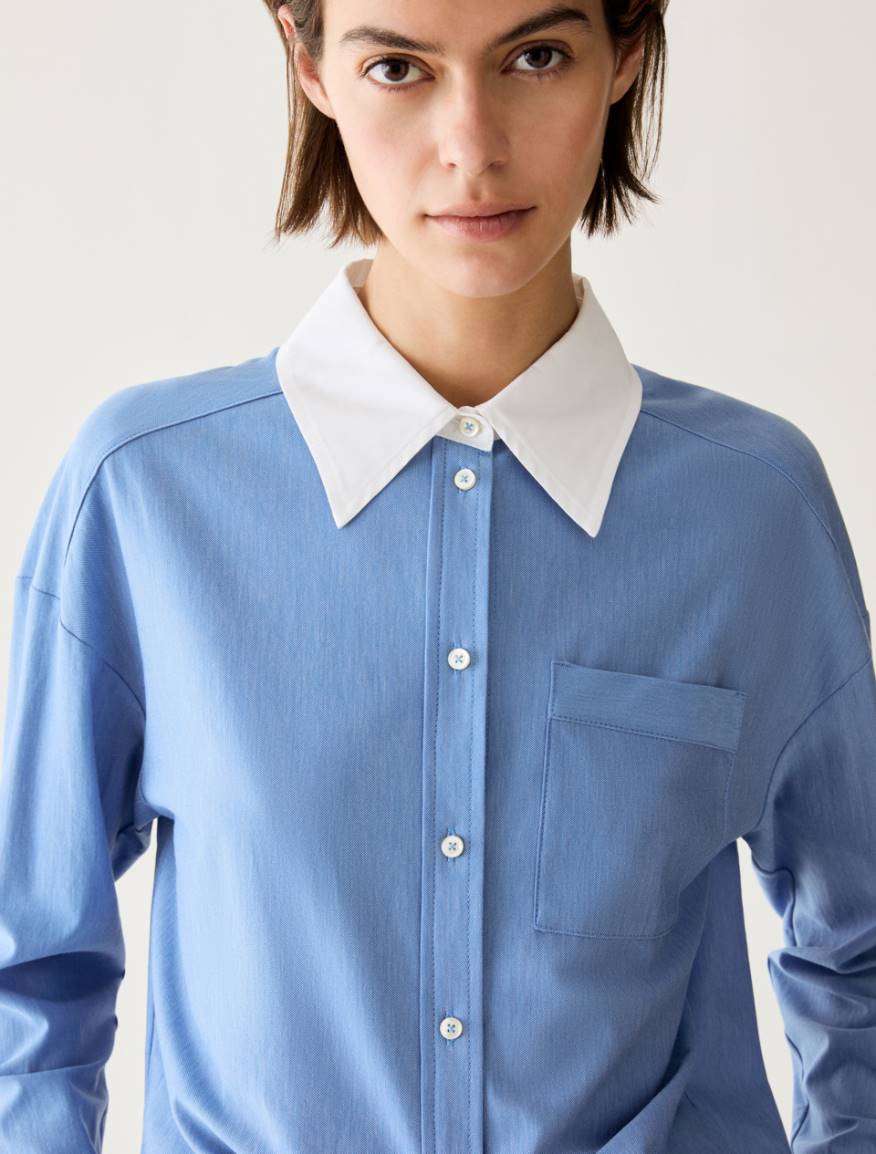 Cotton jersey shirt - LIGHT BLUE - Pennyblack - 4