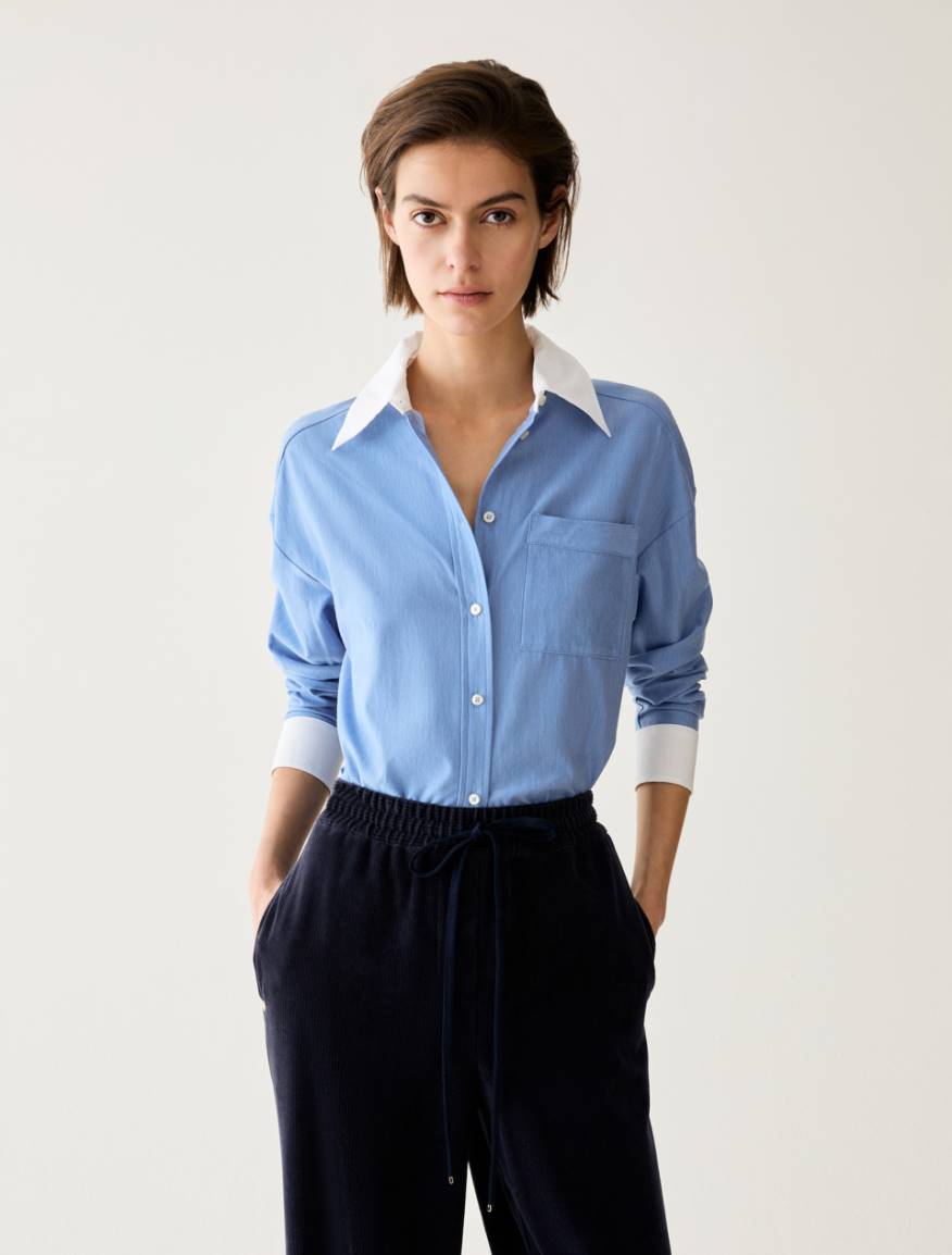 Cotton jersey shirt - LIGHT BLUE - Pennyblack