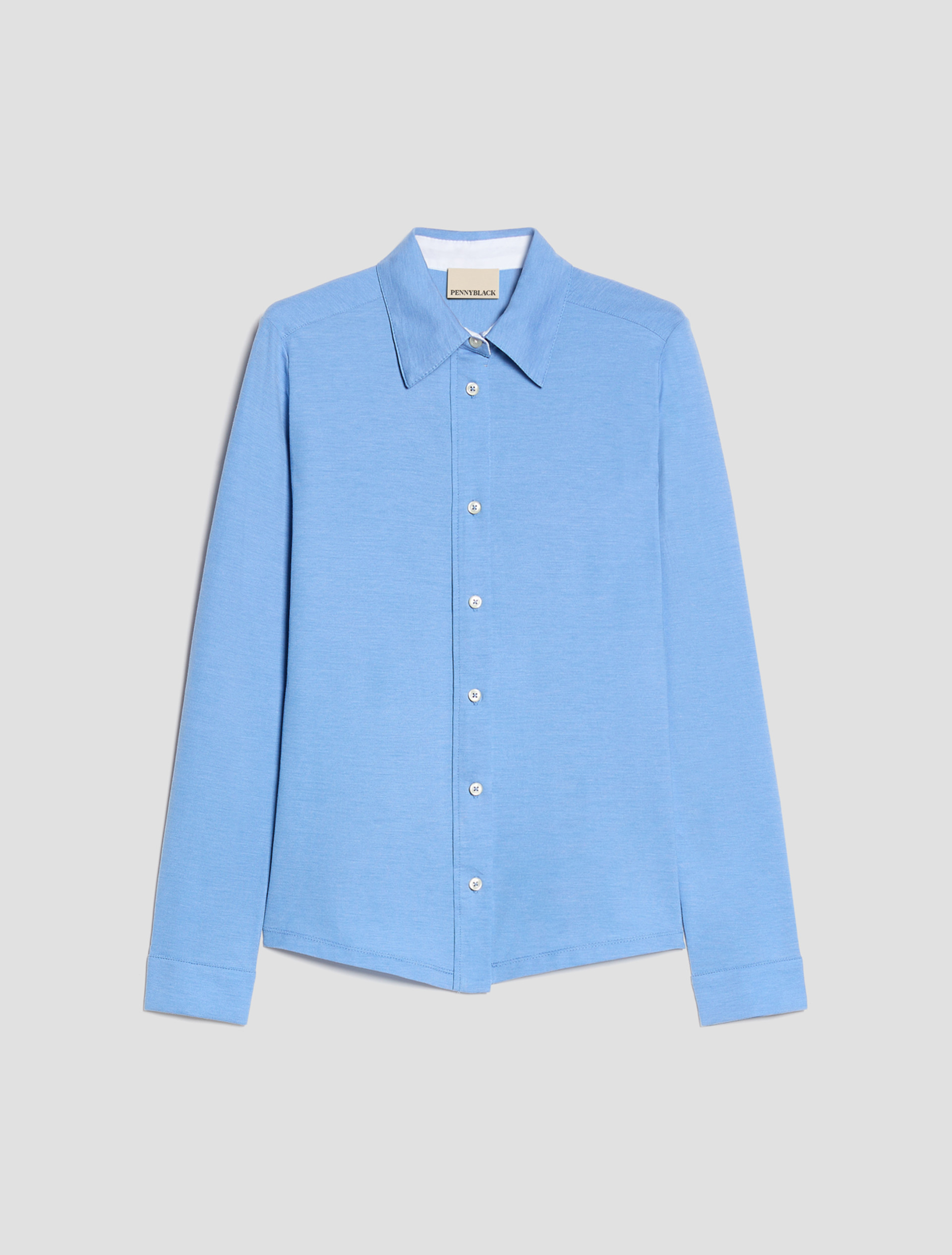 Slim cotton jersey shirt - LIGHT BLUE - Pennyblack - 2