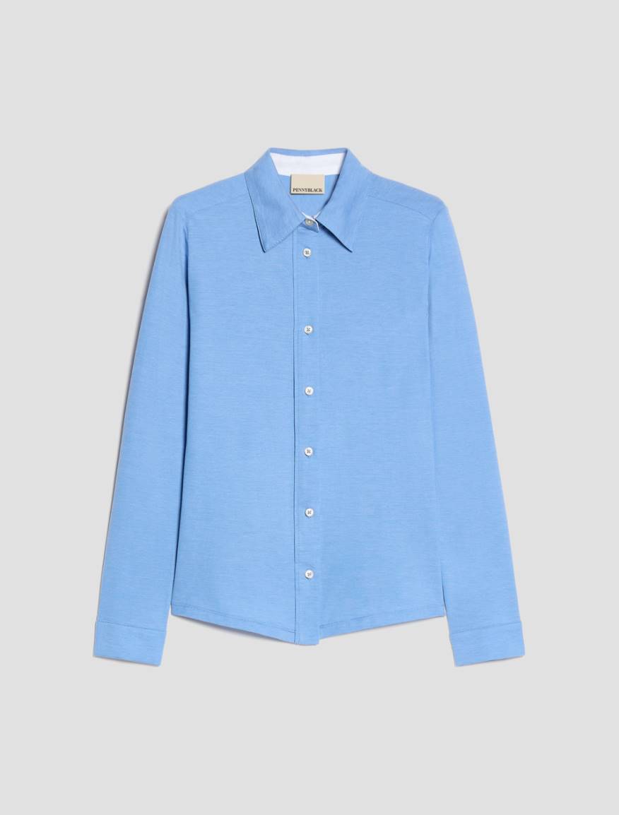 Slim cotton jersey shirt - LIGHT BLUE - Pennyblack - 2