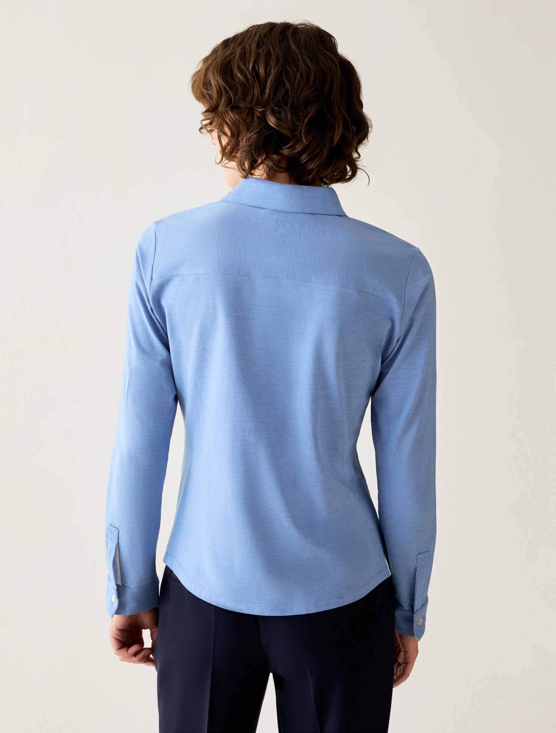 Slim cotton jersey shirt - LIGHT BLUE - Pennyblack - 3
