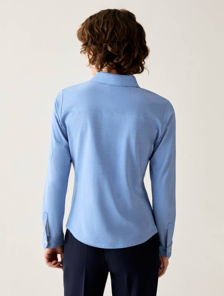 Slim cotton jersey shirt - LIGHT BLUE - Pennyblack - 3
