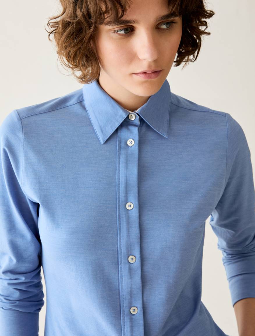 Slim cotton jersey shirt - LIGHT BLUE - Pennyblack - 4