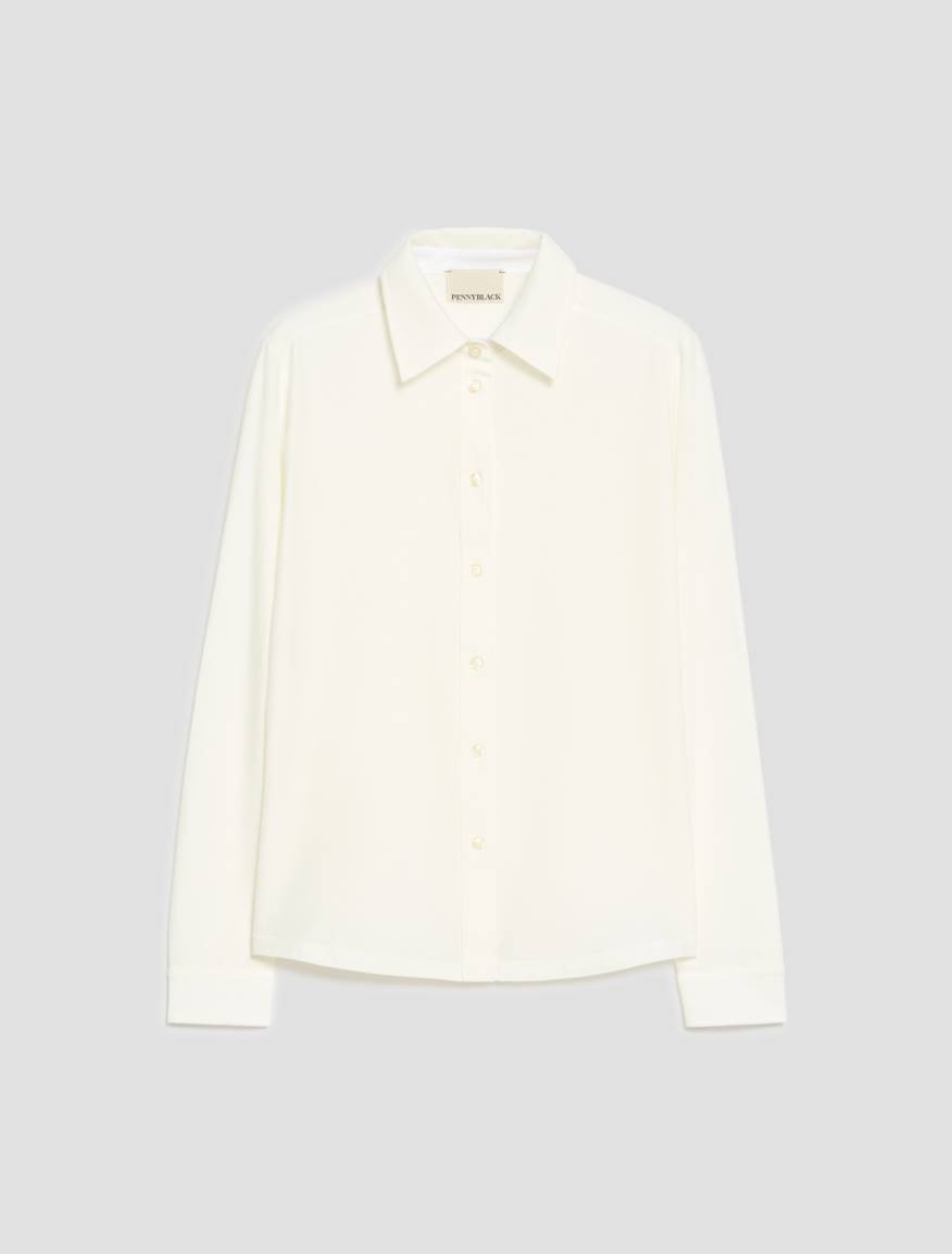 Slim cotton jersey shirt - CREAM - Pennyblack - 2