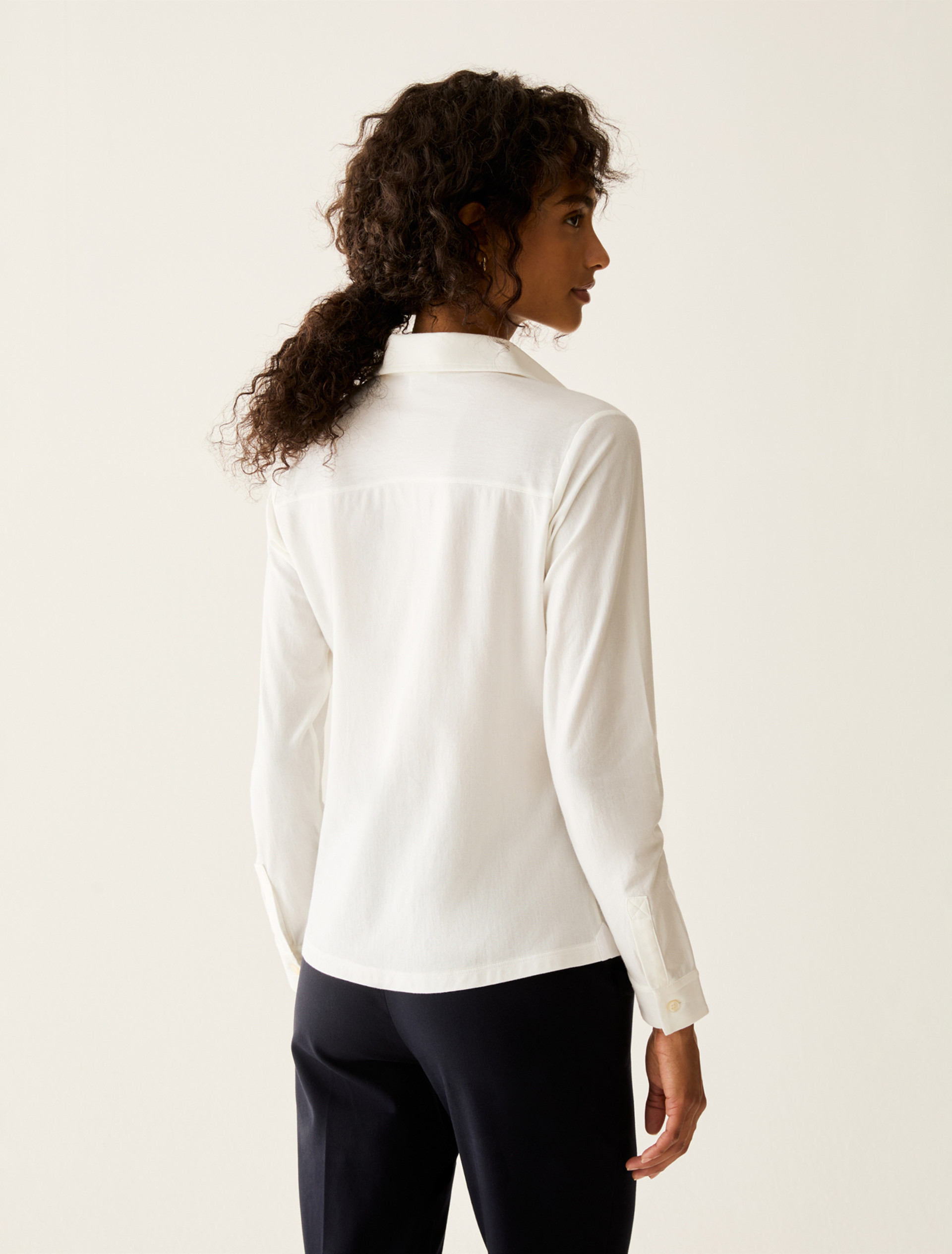 Slim cotton jersey shirt - CREAM - Pennyblack - 3