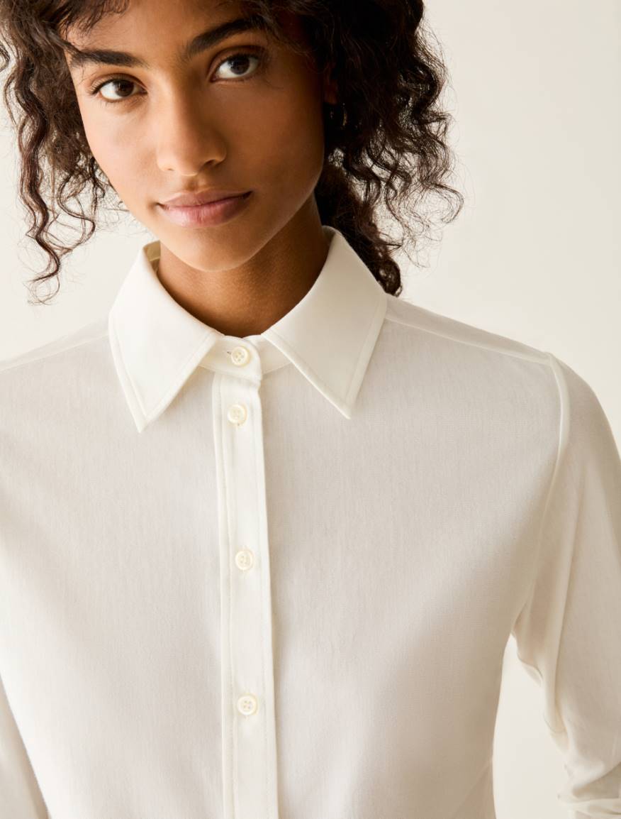 Slim cotton jersey shirt - CREAM - Pennyblack - 4