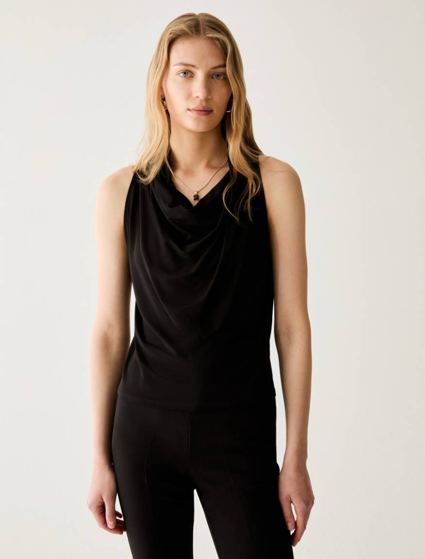 Crêpe jersey top - BLACK - Pennyblack