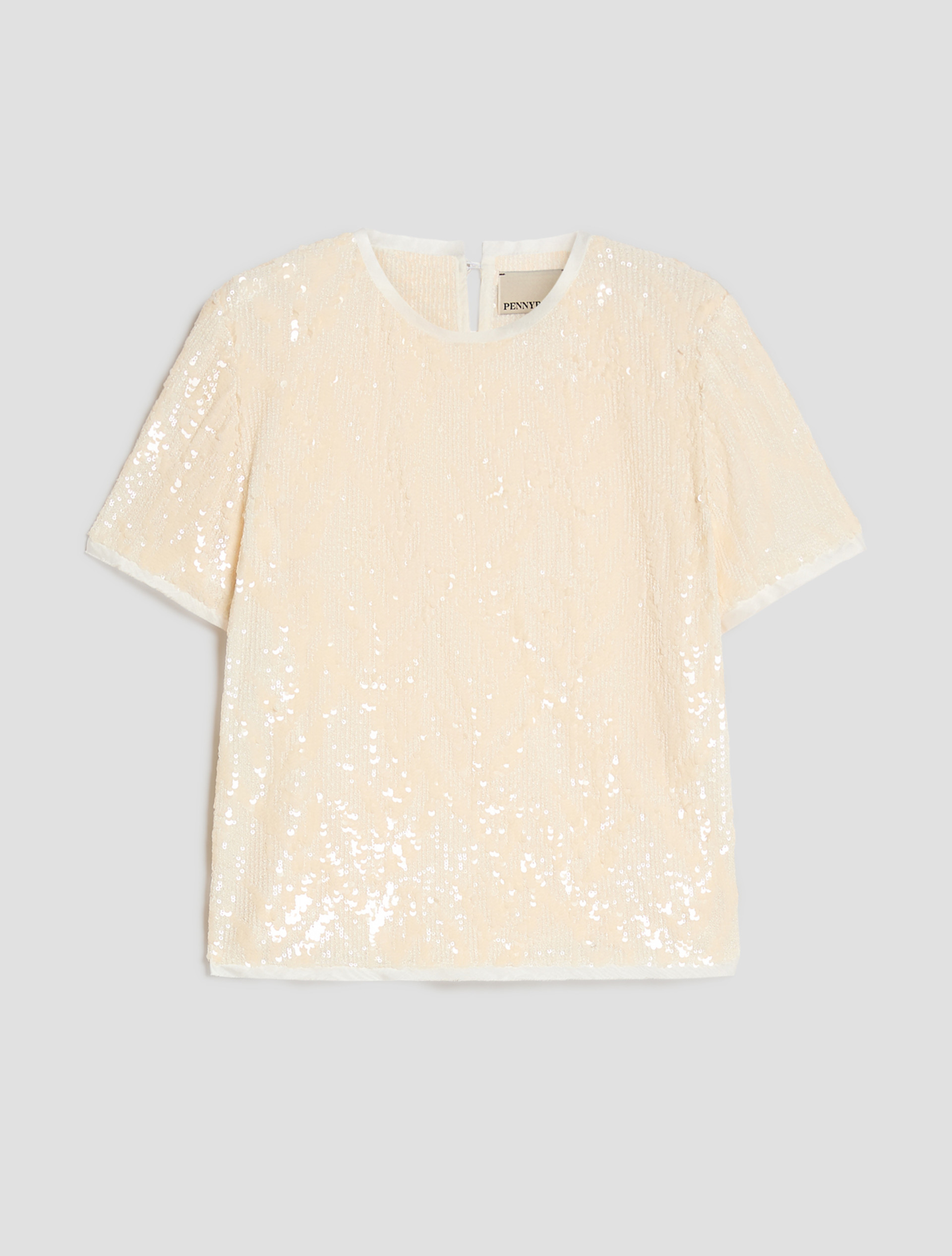 Sequin-embroidered tulle T-shirt - WOOL WHITE - Pennyblack - 2