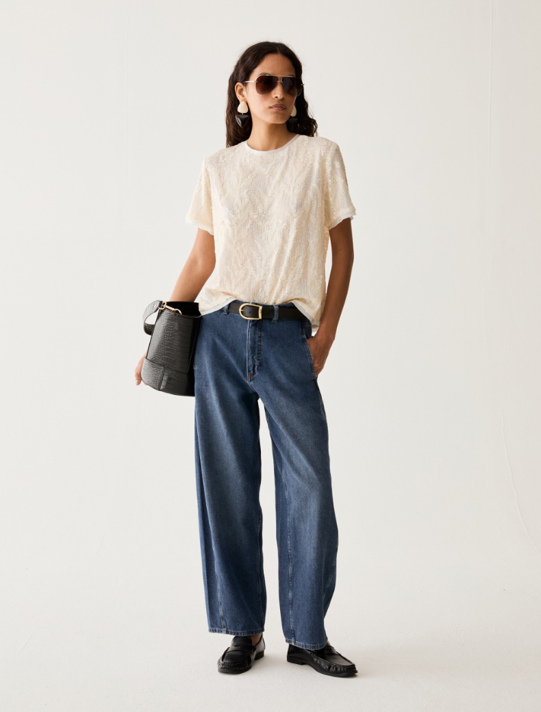 Sequin-embroidered tulle T-shirt - Pennyblack - 5