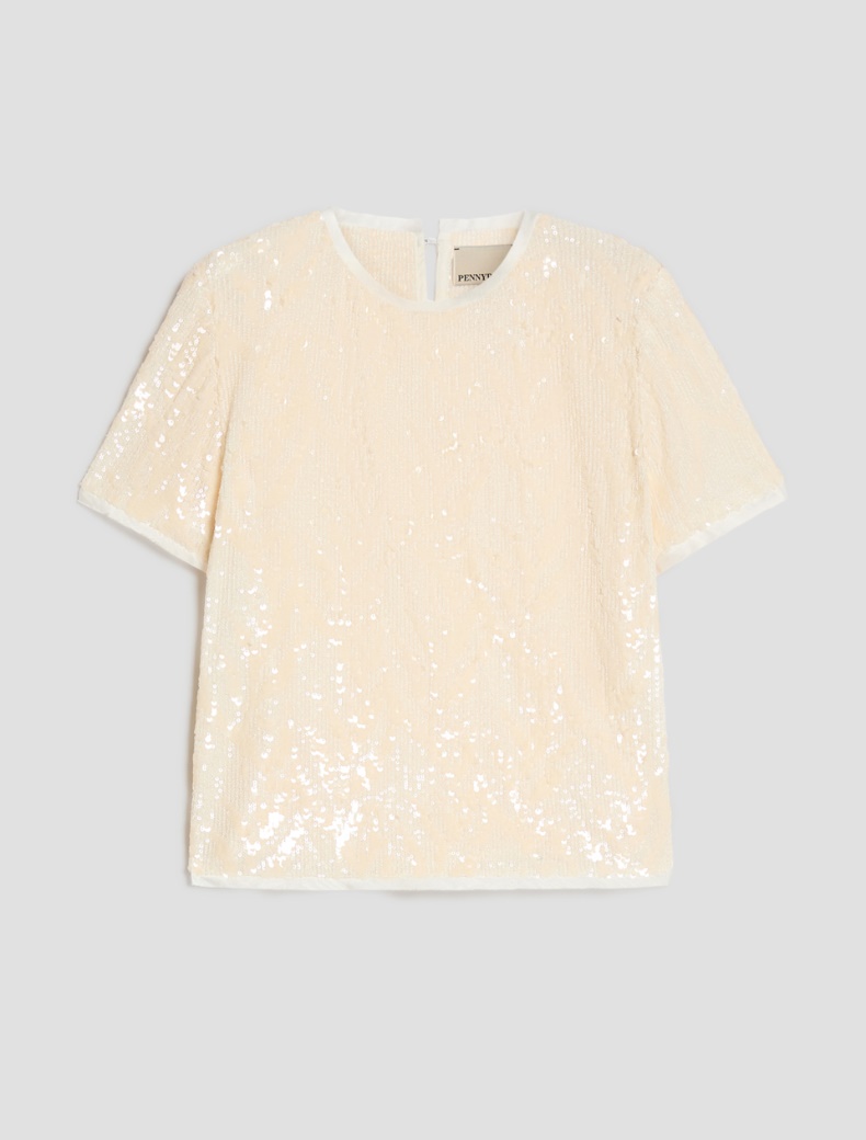 Sequin-embroidered tulle T-shirt - Pennyblack - 7