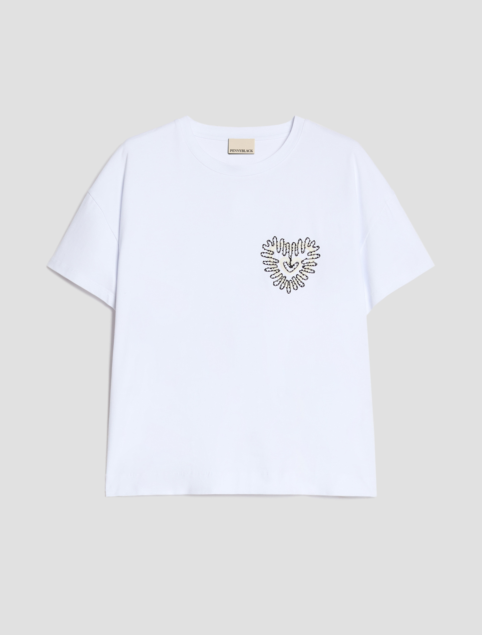 Embroidered cotton T-shirt - WHITE - Pennyblack - 2