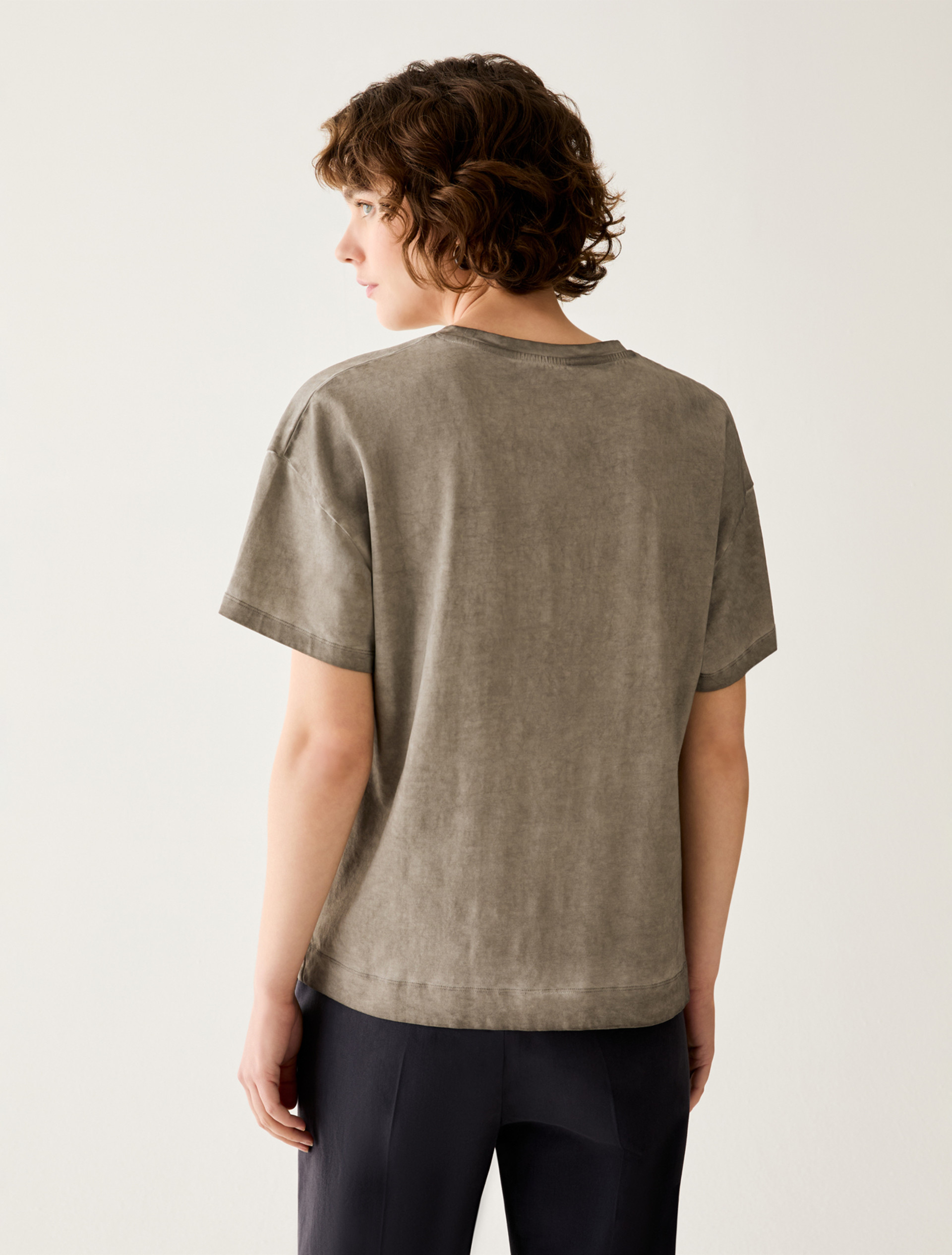 Embroidered cotton T-shirt - GREY - Pennyblack - 3