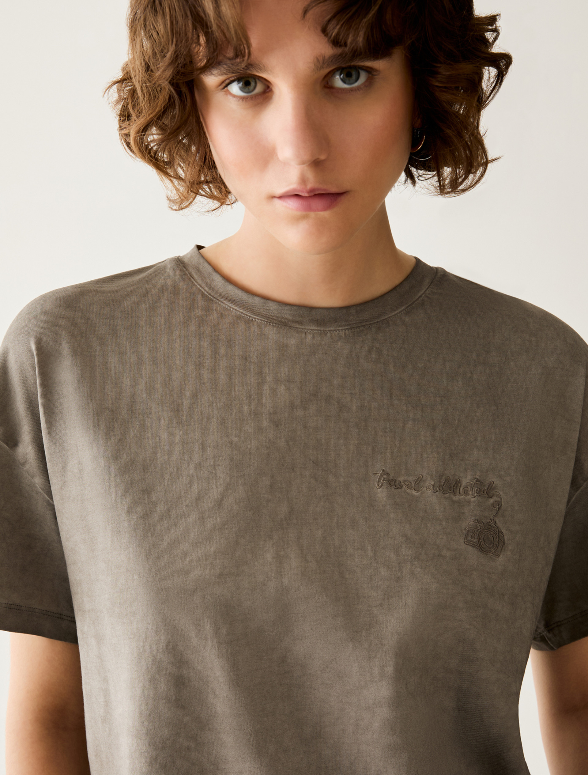 Embroidered cotton T-shirt - GREY - Pennyblack - 4